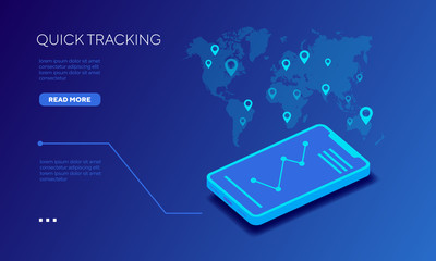 Quick tracking from your phone around the world vector illustration