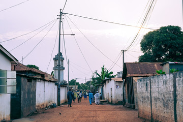 Fototapeta na wymiar Typical small town in Gambia. Bakau.