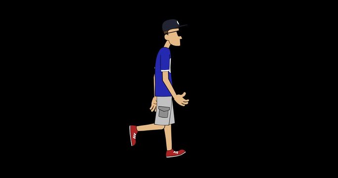 Man walk cycle. Loop animation with included alpha channel.
