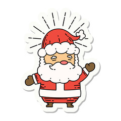 sticker of tattoo style santa claus christmas character