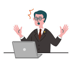 男性　士業　スーツ　パソコン　驚いている