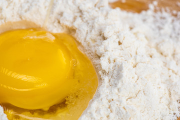 flour and egg crust as components of dough preparation