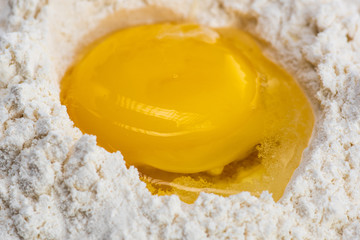 flour and egg crust as components of dough preparation