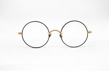 Black eyeglasses with white background