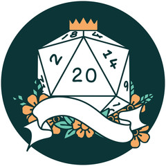 natural twenty D20 dice roll icon