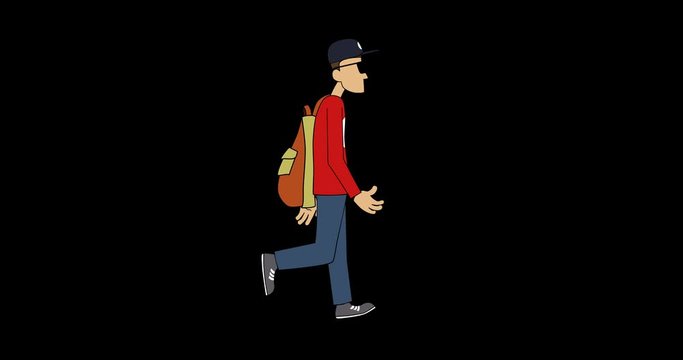 Man walk cycle. Loop animation with included alpha channel.