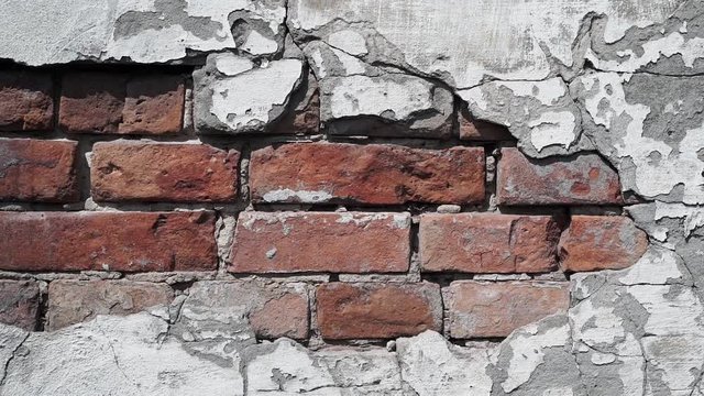 Old Bricklaying Wall Fragment From Red White Bricks. Background Texture Close-up