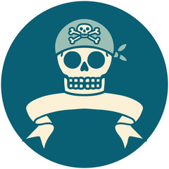 icon with banner of a pirate skull