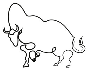 One continuous line drawing of Chinese new year 2021, cow year.
illustration of cow.