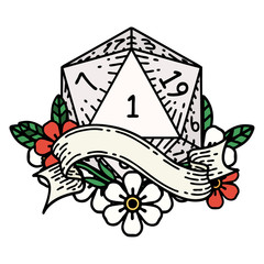 natural one d20 dice roll illustration