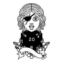 human rogue with natural 20 dice roll illustration