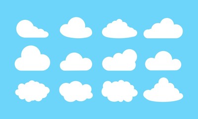 Cloud set icon in white on an isolated blue background. EPS 10 vector