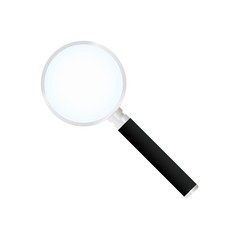 Magnifying glass or magnifier with light reflection icon in on an isolated background. EPS 10 vector.