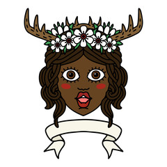 human druid character with banner illustration