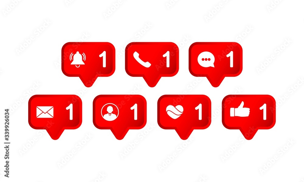 Poster social networking portal notification. like icon, notification, message, call icon modern button for
