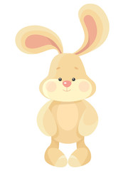 Cute teddy hare. Beautiful toy in cartoon style.