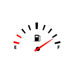 Fuel indicators gas meter or car, gas tank icon in black simple design on an isolated background. EPS 10 vector