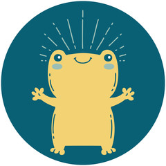 icon of tattoo style happy frog