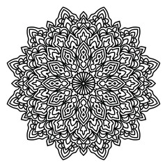 Circular pattern in form of mandala for Henna, Mehndi, tattoo, decoration. Decorative ornament in ethnic oriental style. Coloring book page.