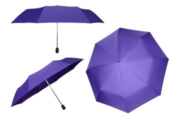 Set of purple umbrellas.