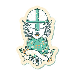 elf fighter with natural twenty dice roll illustration