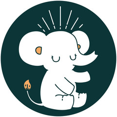icon of tattoo style cute elephant