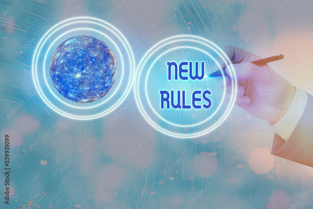 Poster conceptual hand writing showing new rules. concept meaning recently one of a set of explicit or unde