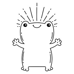 traditional black line work tattoo style happy frog