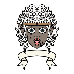elf barbarian character face with banner illustration