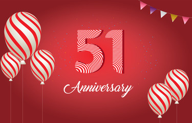 51 years anniversary celebration logo vector template design illustration
