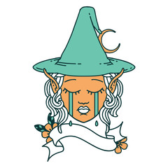 sad elf mage character face illustration