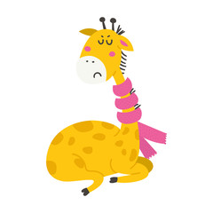 Cute cartoon little giraffe.