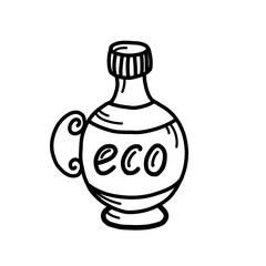 bottle with the inscription eco on a white background. vector illustration in Doodle style