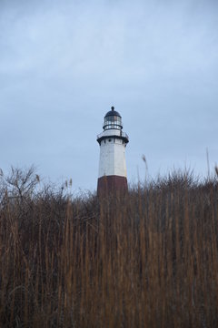 The photo of the lighthouse in cloudy day