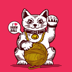 Lucky Fortune Cat Yarn Ball