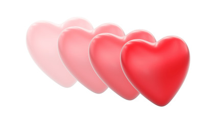 Heart in white background. 3D Illustration.