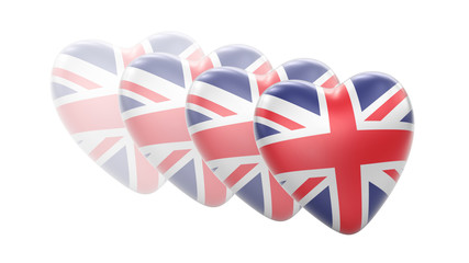 Flag of Britain in white background. 3D Illustration.