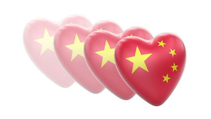 Flag of China in white background. 3D Illustration.