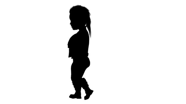 Silhouette of a punk girl. Alpha channel. Alpha matte. FullHD. Motion Graphics. Computer Animation. Isolated. Loop.
