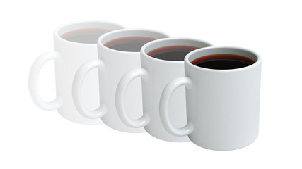 Mug on the white surface. 3D Illustration.