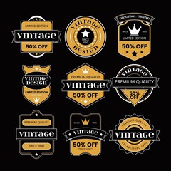 SET OF RETRO VINTAGE BADGE AND LABEL