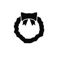 Christmas Icon Cute , New Year Beatiful Design template Emblem Isolated Illustration , Outline Sholid Background Wreath Style Black
