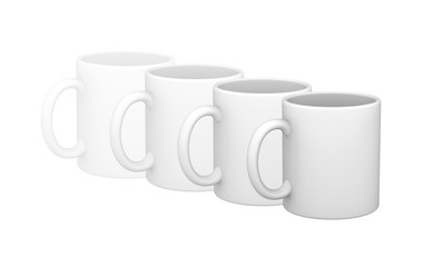 Mug on the white surface. 3D Illustration.