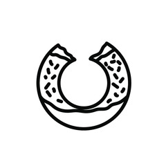Donut icon design , template best logo illustration business graphic isolated , website food abstract symbol vector, outline solid background white
