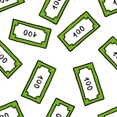 bank note seamless doodle pattern