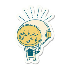 sticker of tattoo style woman in astronaut suit © lineartestpilot