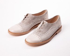 Stylish women's shoes on a white background.