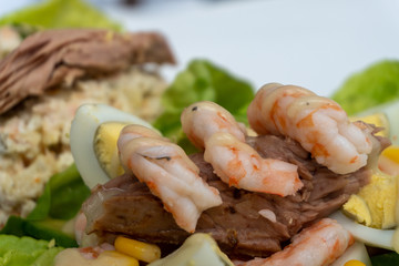 Seafood salad with Tuna, Eggs, Shrimps and octopus