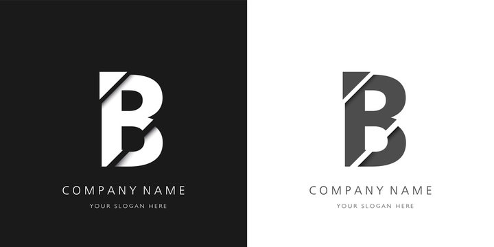 b letter modern logo broken design