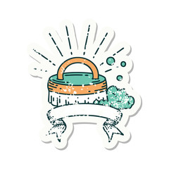 grunge sticker of tattoo style scrubbing brush